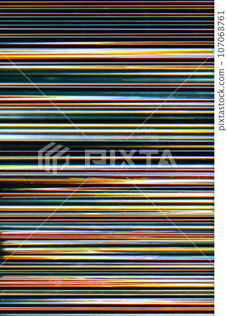 Glitch distortion. Noise error. Abstract pattern. Colorful interference yellow green white lines texture on black background. Glitch distortion. Noise error. Abstract pattern. Colorful interference yellow green white lines texture on black background. 107068761