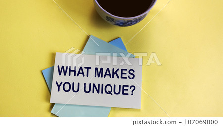What makes you unique on the sticker and yellow background What makes you unique on the sticker and yellow background 107069000
