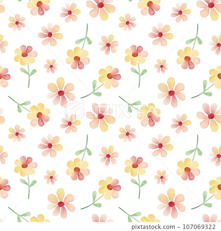 Seamless pattern with simple flowers isolated... - Stock Illustration ...