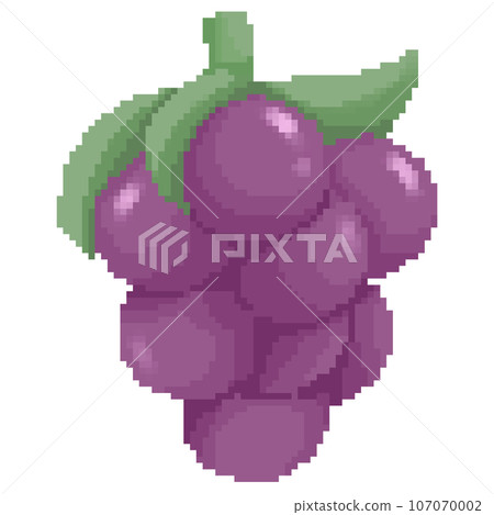 Isolated cute purple grape with green leaf in autumn and pixel art style Isolated cute purple grape with green leaf in autumn and pixel art style 107070002