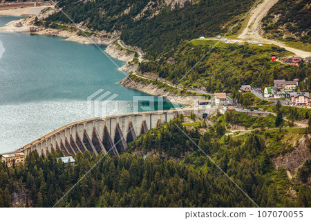 landscape with Fedaia lake and forest 107070055