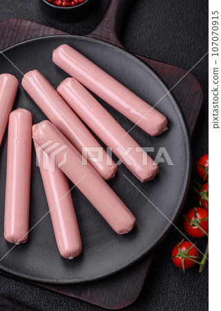 Delicious fresh vegetarian sausage or sausage made from vegetable protein tofu or seitan Delicious fresh vegetarian sausage or sausage made from vegetable protein tofu or seitan 107070915