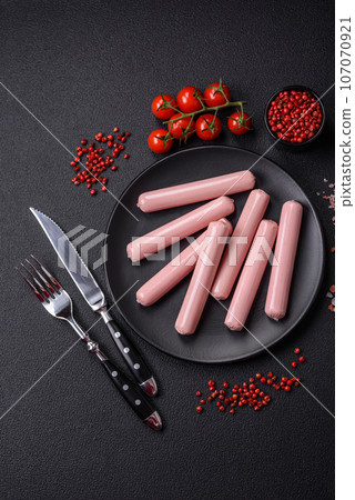 Delicious fresh vegetarian sausage or sausage made from vegetable protein tofu or seitan Delicious fresh vegetarian sausage or sausage made from vegetable protein tofu or seitan 107070921