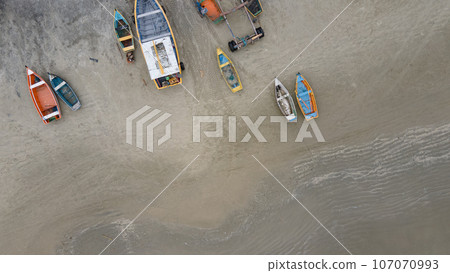 Drone view at the boats from the top 107070993