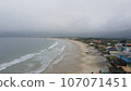 View at the beach and the village at Florianopolis, cloudy rainy day.  107071451