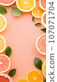 frame of citrus fruits for text. advertising for cosmetics. body care. 107071704