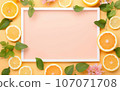 frame of citrus fruits for text. advertising for cosmetics. body care. 107071708