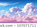 Colorful magical world. lush pink clouds. colorful clouds background. fantasies. 107071711