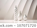 Background from a set of female professional cosmetics for face and body care. Cosmetic tubes with skin care product. 107071720
