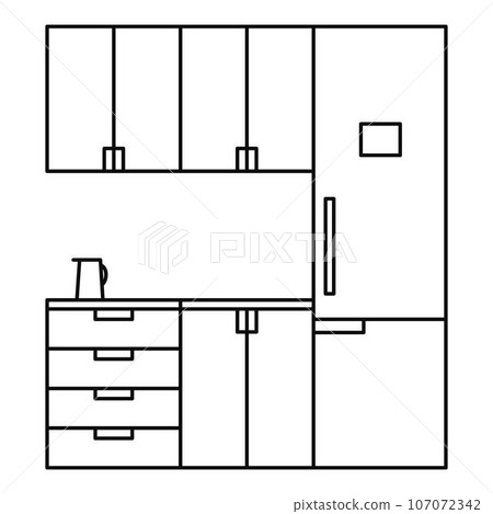 Modern kitchen icon. Outline illustration of modern kitchen vector icon for web design isolated on white background 107072342