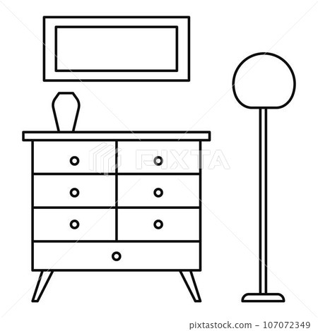 Room clothes drawer icon. Outline illustration of room clothes drawer vector icon for web design isolated on white background Room clothes drawer icon. Outline illustration of room clothes drawer vector icon for web design isolated on white background 107072349