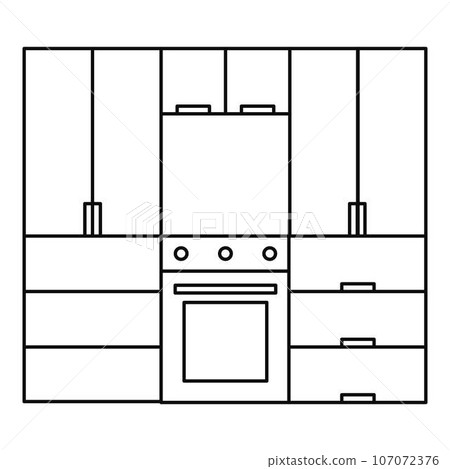 Kitchen furniture icon. Outline illustration of kitchen furniture vector icon for web design isolated on white background 107072376