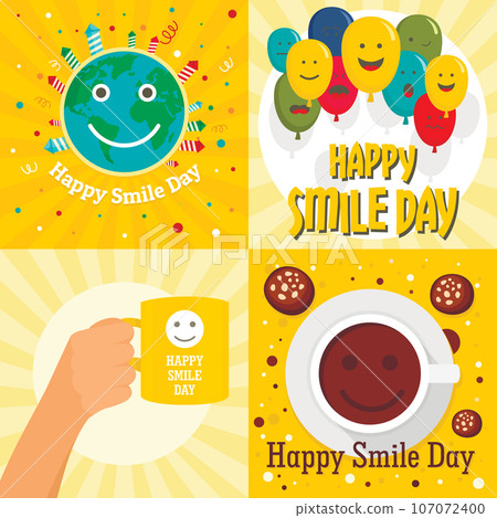 Smile day banner set. Flat illustration of smile day vector banner set for web design Smile day banner set. Flat illustration of smile day vector banner set for web design 107072400