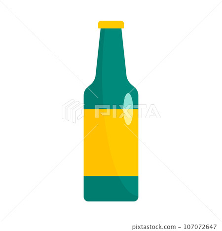 Green bottle of beer icon. Flat illustration of green bottle of beer vector icon for web design 107072647