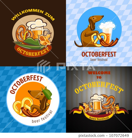 Oktoberfest beer party german banner concept. Cartoon illustration of Oktoberfest beer party german vector banner for web 107072649
