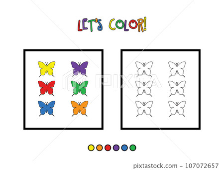 Butterfly. Let's color. Color activity for kids. Printable. Butterfly. Let's color. Color activity for kids. Printable. 107072657