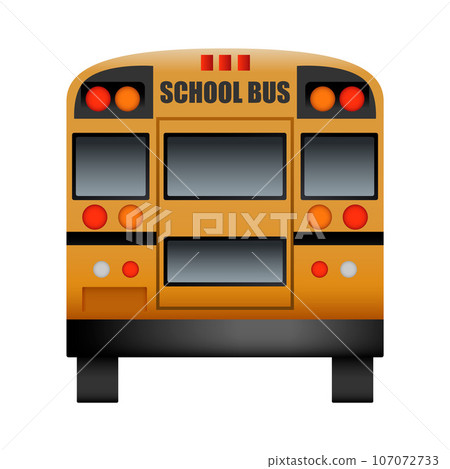 Back of school bus mockup. Realistic illustration of back of school bus vector mockup for web design isolated on white background 107072733