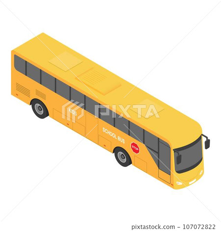 Europe school bus icon. Isometric of europe school bus vector icon for web design isolated on white background Europe school bus icon. Isometric of europe school bus vector icon for web design isolated on white background 107072822