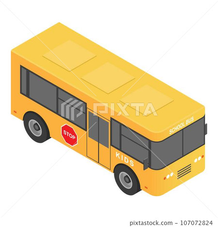 Kids school bus icon. Isometric of kids school bus vector icon for web design isolated on white background Kids school bus icon. Isometric of kids school bus vector icon for web design isolated on white background 107072824