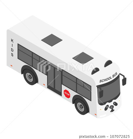 Panda school bus icon. Isometric of panda school bus vector icon for web design isolated on white background Panda school bus icon. Isometric of panda school bus vector icon for web design isolated on white background 107072825