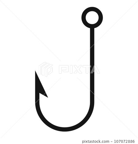 Fishing hook icon. Simple illustration of fishing hook vector icon for web design isolated on white background 107072886