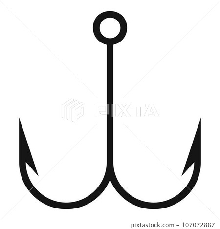 Double fish hook icon. Simple illustration of double fish hook vector icon for web design isolated on white background Double fish hook icon. Simple illustration of double fish hook vector icon for web design isolated on white background 107072887