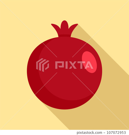 Red fresh eco pomegranate icon. Flat illustration of red fresh eco pomegranate vector icon for web design 107072953