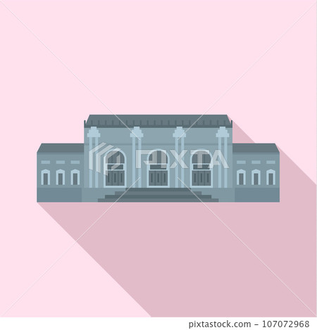 Grey facade historical building icon. Flat illustration of grey facade historical building vector icon for web design Grey facade historical building icon. Flat illustration of grey facade historical building vector icon for web design 107072968