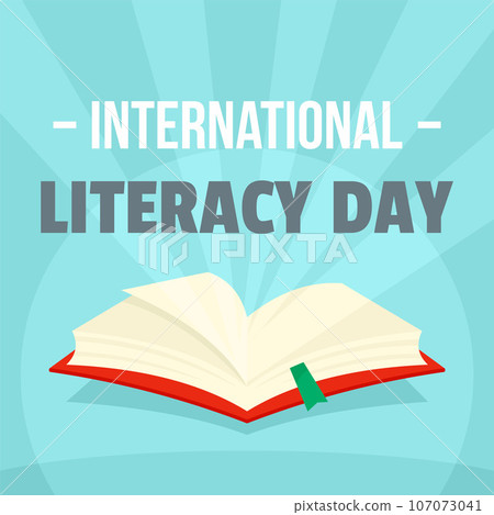 Open book literacy day background. Flat illustration of open book literacy day vector background for web design Open book literacy day background. Flat illustration of open book literacy day vector background for web design 107073041