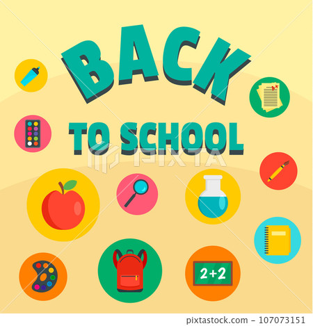Back to school element background. Flat illustration of back to school element vector background for web design Back to school element background. Flat illustration of back to school element vector background for web design 107073151
