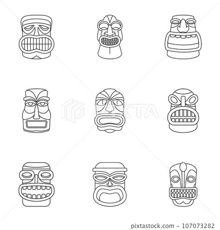 African populace icons set. Outline set of 9 african populace vector icons for web isolated on white background 107073282