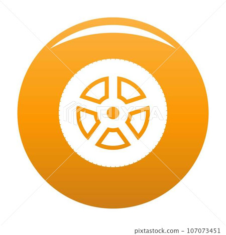 Wheel icon. Simple illustration of wheel vector icon for any design orange Wheel icon. Simple illustration of wheel vector icon for any design orange 107073451