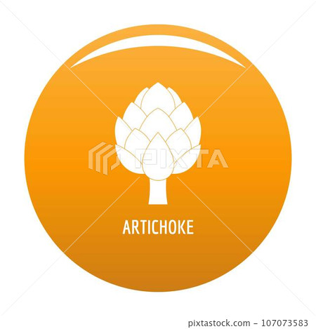 Artichoke icon. Simple illustration of artichoke vector icon for any design orange Artichoke icon. Simple illustration of artichoke vector icon for any design orange 107073583