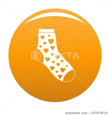 Sock with heart icon. Simple illustration of sock with heart vector icon for any design orange 107073618