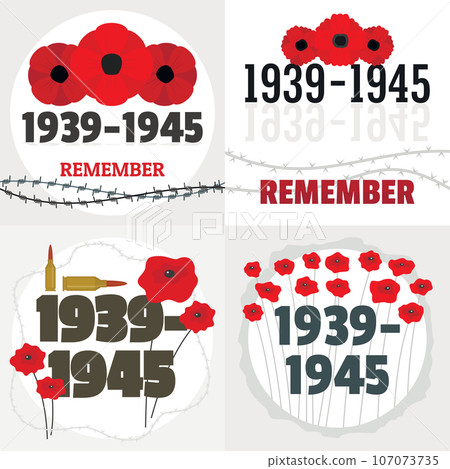 War world second 1939 banner concept set. Flat illustration of 4 war world second 1939 vector banner concepts for web War world second 1939 banner concept set. Flat illustration of 4 war world second 1939 vector banner concepts for web 107073735