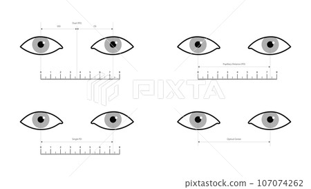 Set of Pupillary distance measurement template... - Stock Illustration ...