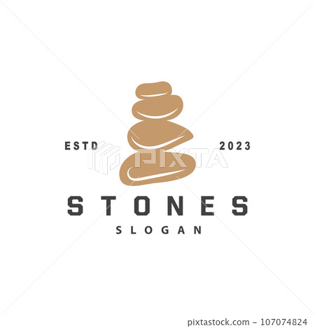 Stone Logo, Premium Elegant Design, Stone Balance Vector, Stepping Rock Walking Icon Illustration Design 107074824