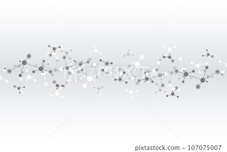 Illustration of molecular structure and genetic engineering, molecules DNA, neural network, scientific research. Abstract background for innovation technology, science, healthcare, and medicine Illustration of molecular structure and genetic engineering, molecules DNA, neural network, scientific research. Abstract background for innovation technology, science, healthcare, and medicine 107075007