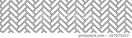 White herringbone pattern for kitchen backsplash and bathroom floor. Seamless texture resembling ceramic and wood. Flat vector illustrations isolated in background. 107075037