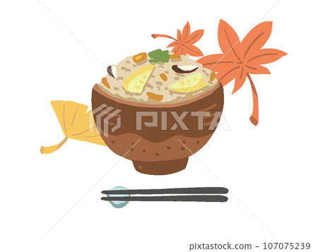 Autumn taste - Simple hand-drawn style illustration of autumn leaves and bamboo shoot rice Autumn taste - Simple hand-drawn style illustration of autumn leaves and bamboo shoot rice 107075239