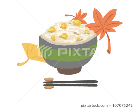 秋天的味道-簡單的手繪風格栗子飯插畫 107075241