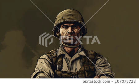 手绘卡通士兵插画 手绘卡通士兵插画 107075728