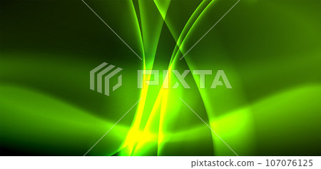 Dynamic waves in ethereal glow of neon lights. Concept merges fluidity of motion with vibrant allure of neon, crafting entrancing backdrop that embodies both vitality and futuristic sophistication Dynamic waves in ethereal glow of neon lights. Concept merges fluidity of motion with vibrant allure of neon, crafting entrancing backdrop that embodies both vitality and futuristic sophistication 107076125