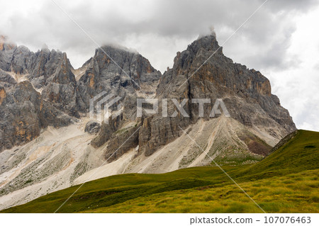 Panoramic view from Baita Segantini, Rolle Pass, Trento, Italy 107076463