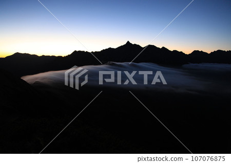 Yarigatake in the Northern Alps at dawn Yarigatake in the Northern Alps at dawn 107076875