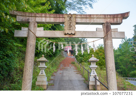 Hinozawa Shrine Torii early morning scenery Minano Town Hinozawa Shrine Torii early morning scenery Minano Town 107077231