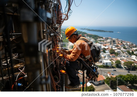 engineer working on a construction site engineer working on a construction site 107077298