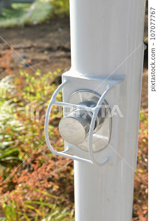 Mist pole button seen from slightly above Mist pole button seen from slightly above 107077767
