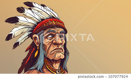 Hand drawn cartoon american indian tribal man illustration Hand drawn cartoon american indian tribal man illustration 107077924
