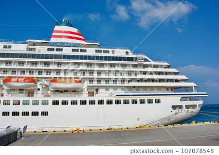 Luxury cruise ship Asuka II anchored at Sakaiyume Port Terminal Luxury cruise ship Asuka II anchored at Sakaiyume Port Terminal 107078548